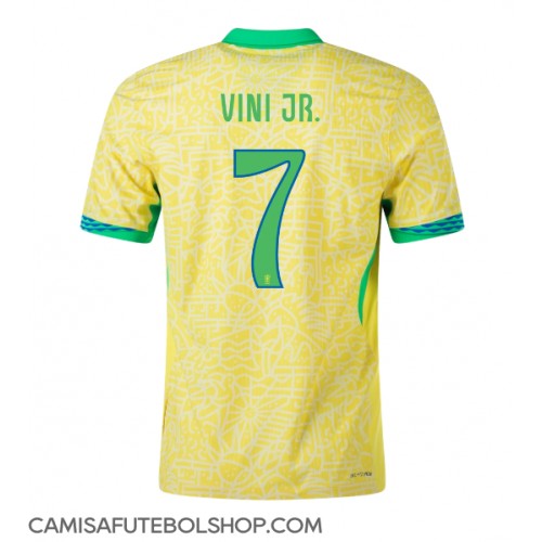 Camisa de time de futebol Brasil Vinicius Junior #7 Replicas 1º Equipamento Copa America 2024 Manga Curta